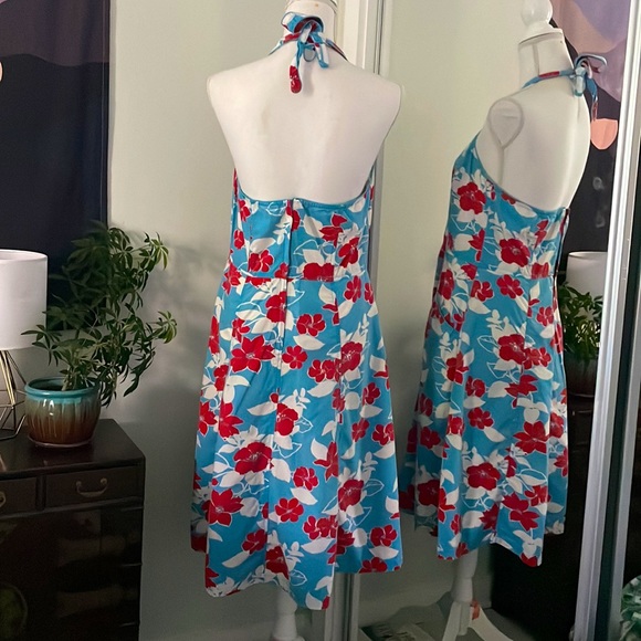 H&M Divided Red White and Blue Tie Halter Dress, Size 12 - Picture 5 of 9